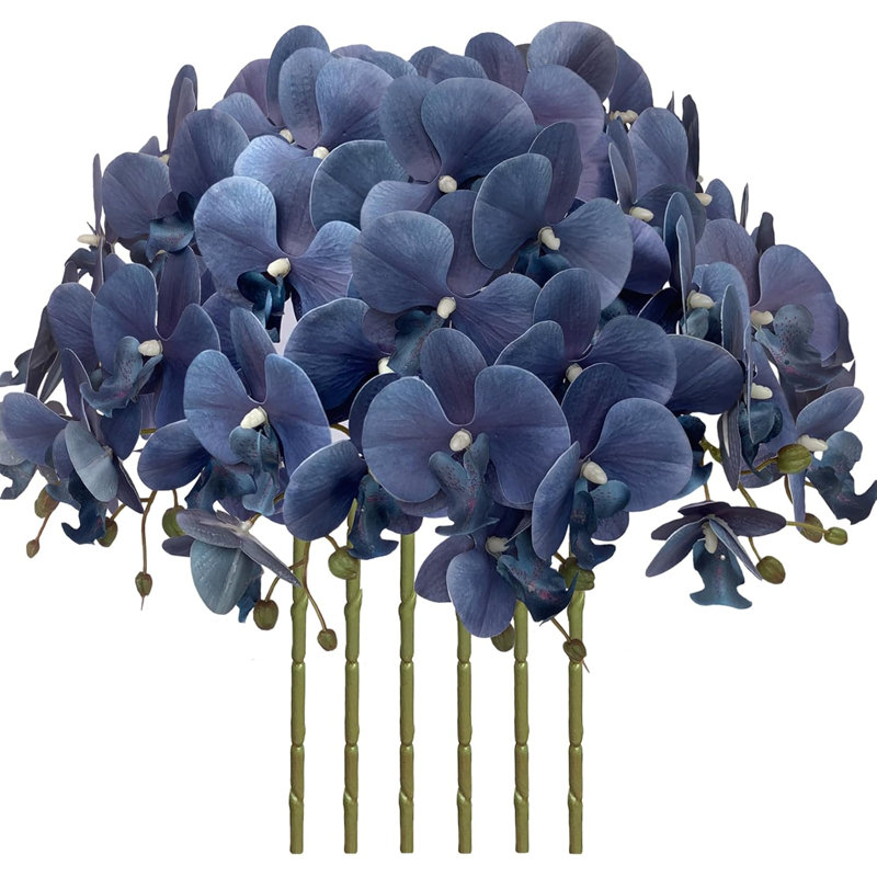 32" Dark Blue Artificial Orchid Stems