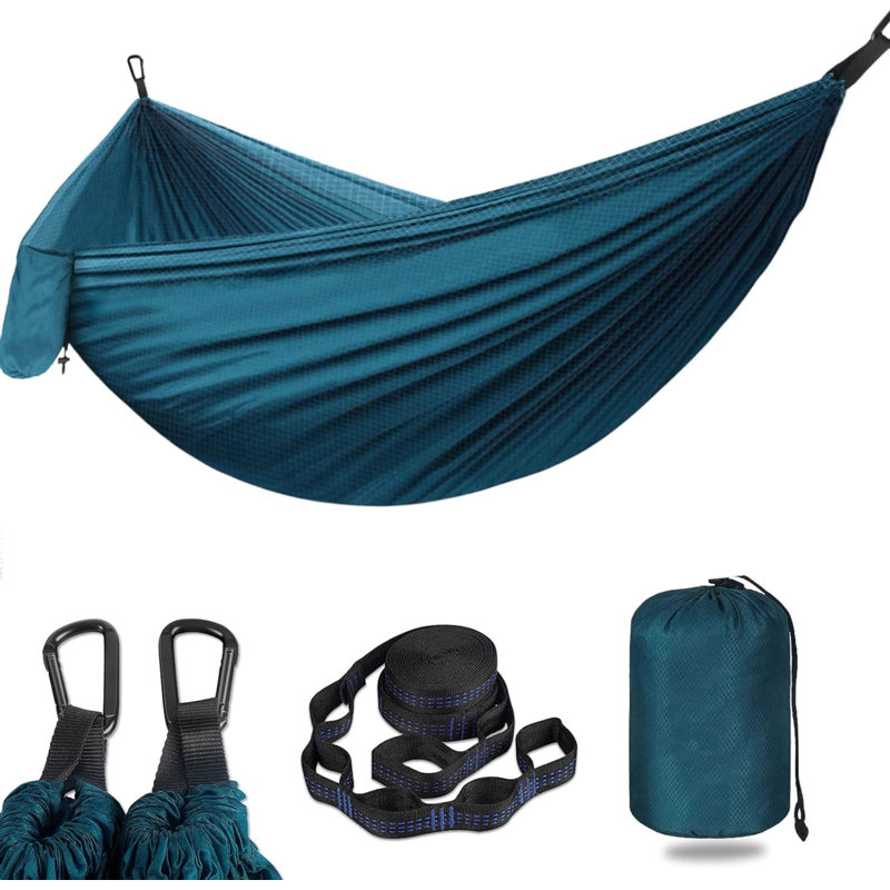 Camping Hammock , Durable & Breathable Nylon Travel Hammocks with Two 10FT Tree Straps
