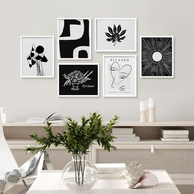 " Black & White Picasso Flower " by Pablo Picasso 6 - Pieces