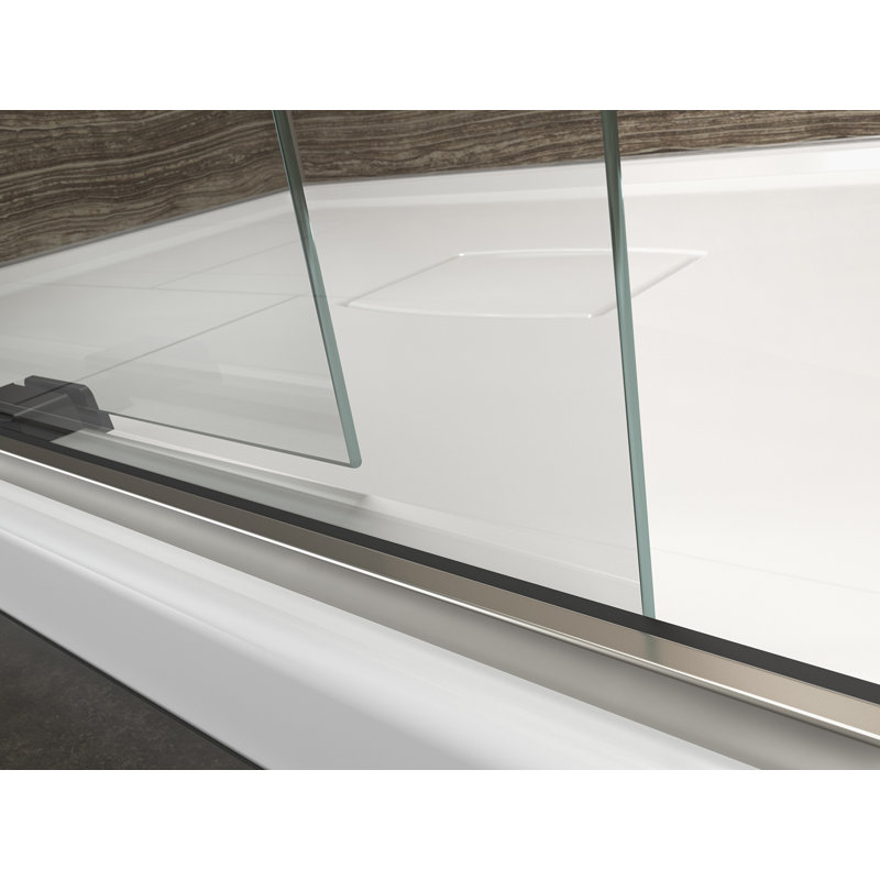 Levity 59.63" x 59.75" Bypass Bath Door with CleanCoat® Technology, Matte Nickel, Frosted