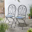 Ensemble de 2 chaises bistro vertes pliantes en métal de 36,5 po de hauteur avec siège en céramique