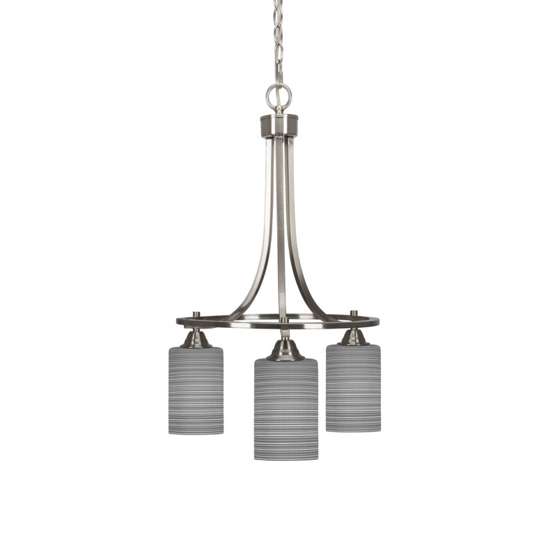 Lustre 3 lumières avec verre 4 "Paramount, À bulles, Nickel brossé, H 25,75 po x l 17 po x P 17 po