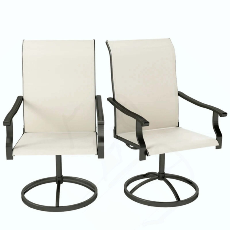 Ensemble de 2 chaises d'extérieur, chaises pivotantes, Noir / Beige