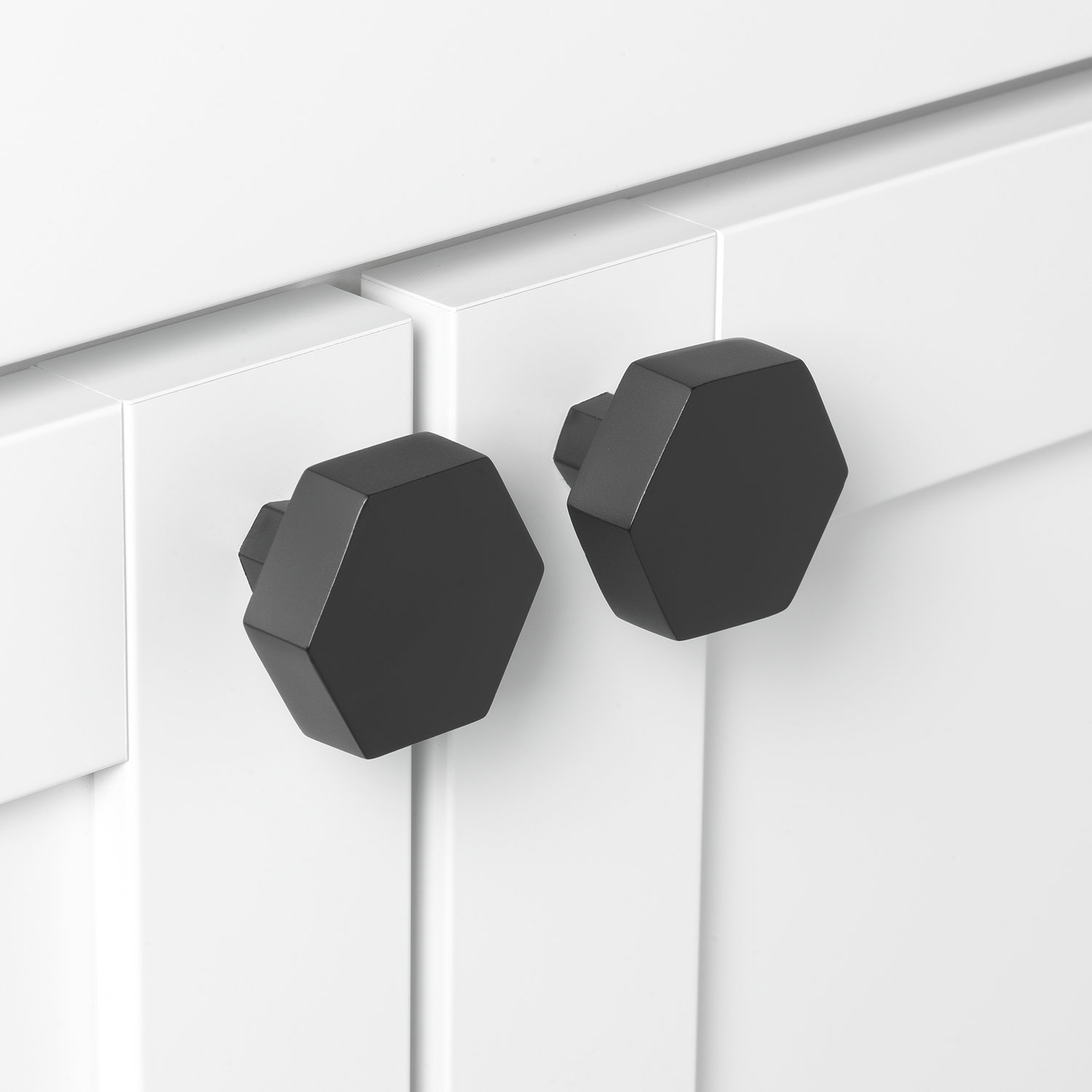 Metal Geometric Cabinet Knob, Matte Black