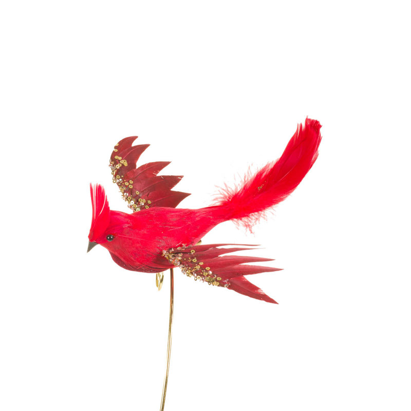 Ensemble d'ornement cardinal à pince rouge à pince, paquet de 4