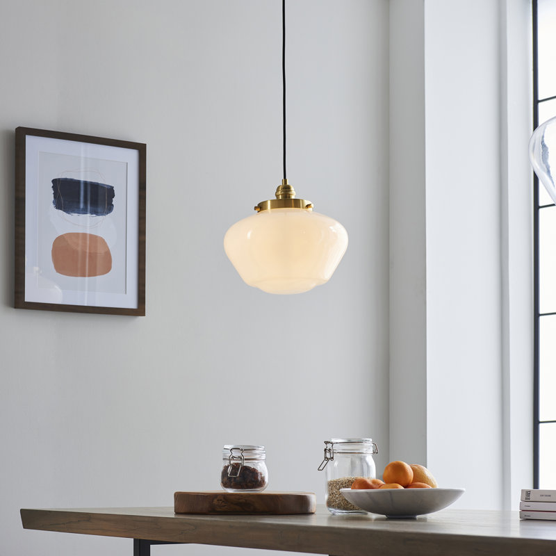 Choquette 1 - Light Schoolhouse Pendant, Brass, Opal