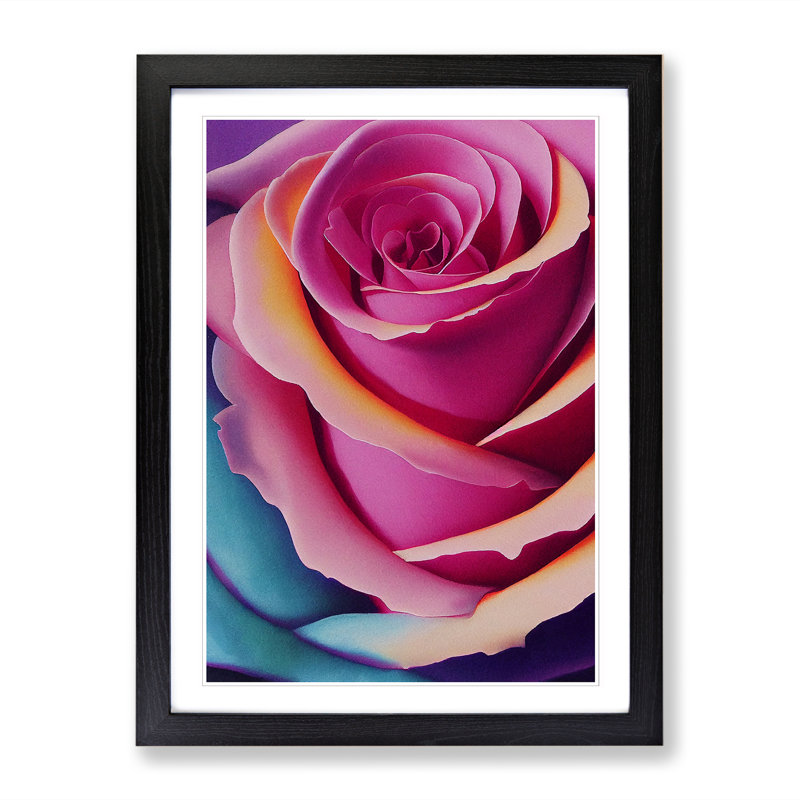 Watercolour Rose Flower Vol.2 1 Piece Wall Art, 34cm H x 25cm W x 2cm D, Black