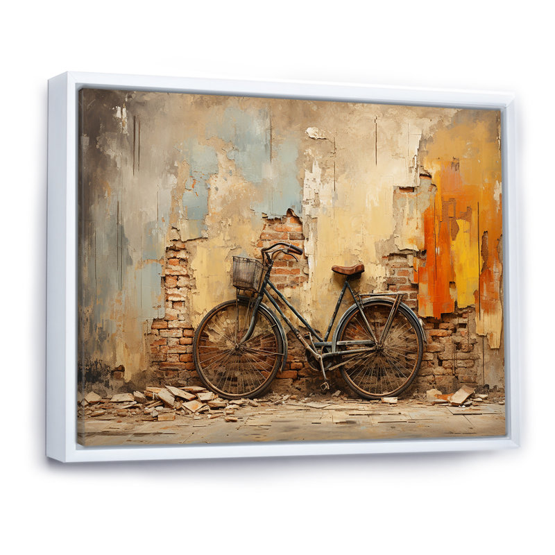 Rustic Vintage Bicycle Ride - Bicycle Wall Art, 30" H x 40" W, White Floater Framed