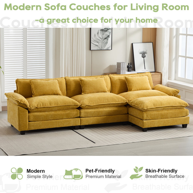 Canapé modulaire 120 po Comfy Cloud, Chenille jaune