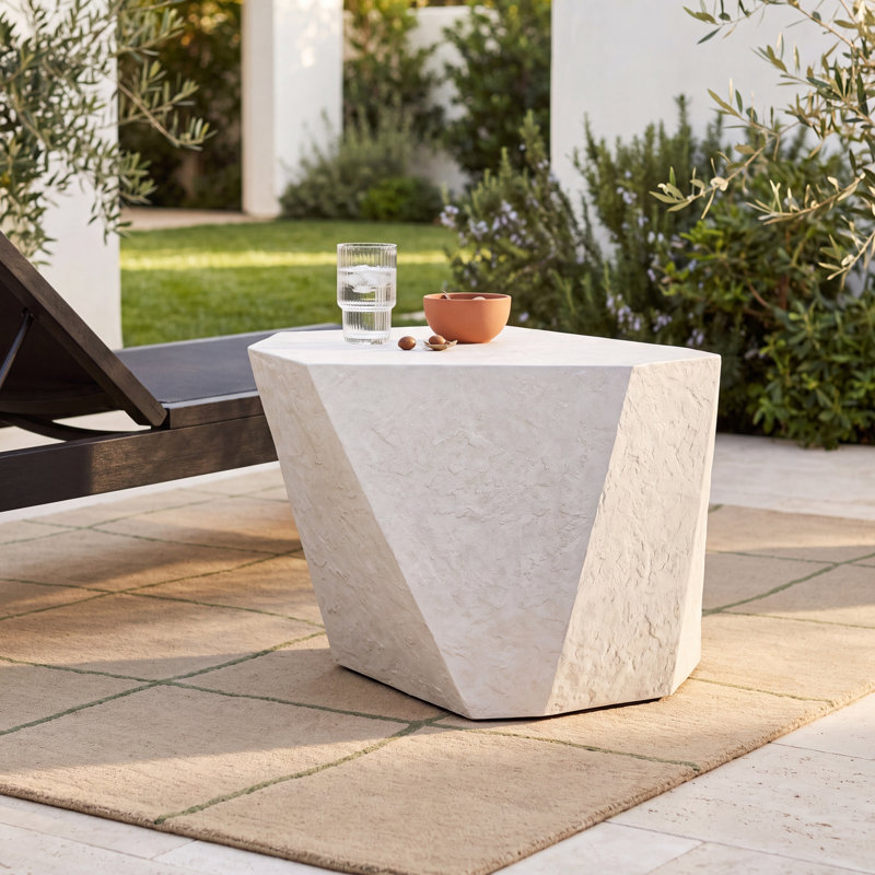 Halvorson Limestone Outdoor Side Table