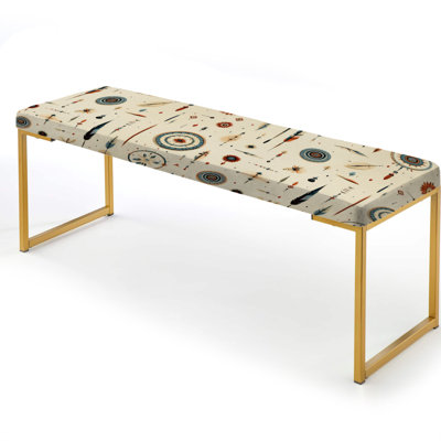 Beige Vintage Nomad Ii Boho Pattern I - Boho Upholstered Gold Bench