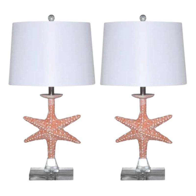Aloni - Étoile de mer 28 po avec base en cristal - Ensemble de 2 - Finition naturelle, Rose