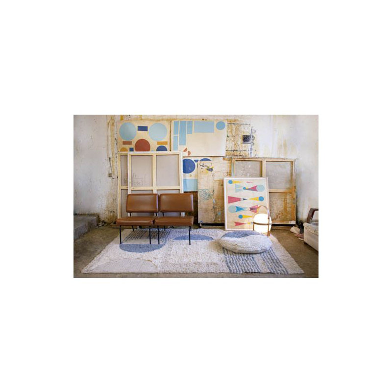 Regina Giménez Hand Tufted Wool Moroccan Area Rug in Sea Shell/Almond Frost/Smoke Blue/Sandstone