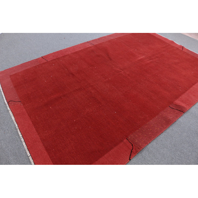 Tapis turc tissé à la main en rouge parfait pour rehausser l'ambiance de votre salon ou de votre salle à manger
