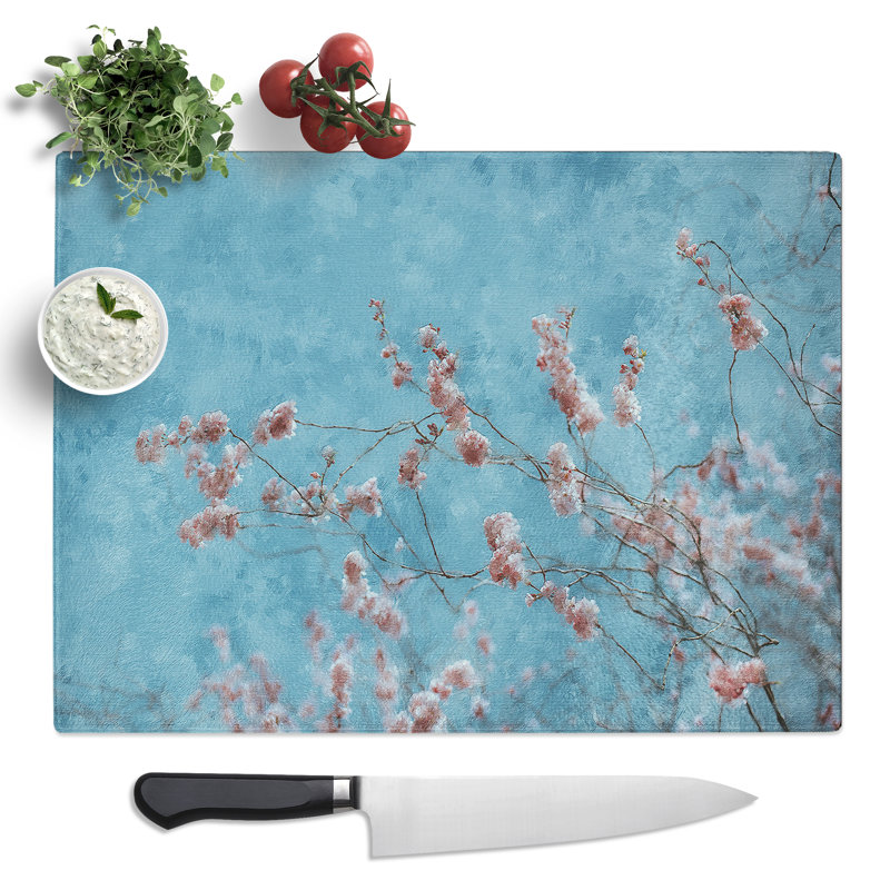 Beautiful Pink Cherry Blossom Art  Glass Chopping Board