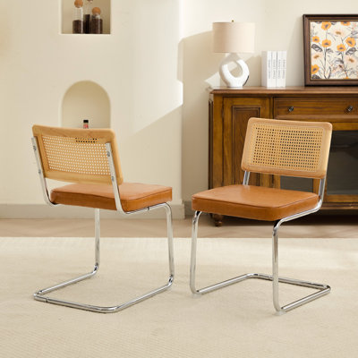 Chaise d'appoint avec dossier en rotin de canne
