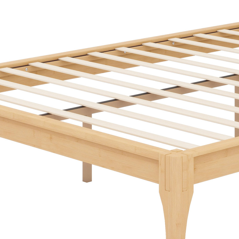 Solid Dry Bamboo Wood Platform Bed, Natural