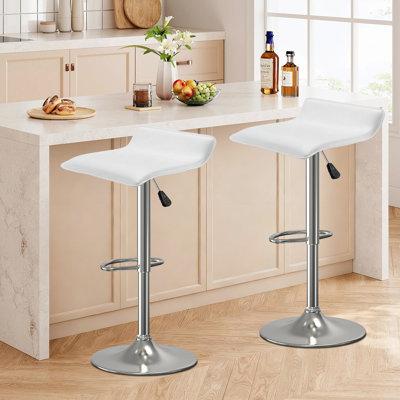 Modern Airlift Swivel Pu Leather Barstools, Backless Kitchen Counter Height Bar Stools For Dining Room,Bar Stools Set Of 2
