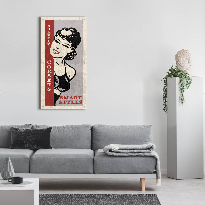  «Shapely Corsets» par Erin Clark, art mural en verre acrylique, 24 po x 48 po, H 48 po x l 24 po