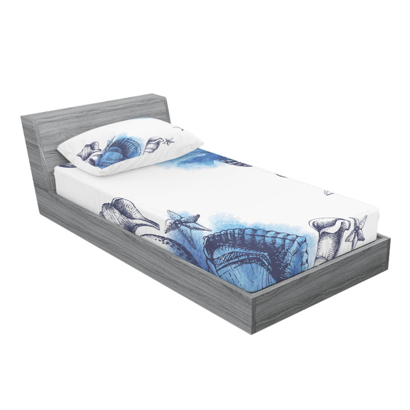 Ensemble de draps Little Fishes Ocean, Ensemble de draps pour lit simple TG avec drap-hou, Petits poissons d'océan