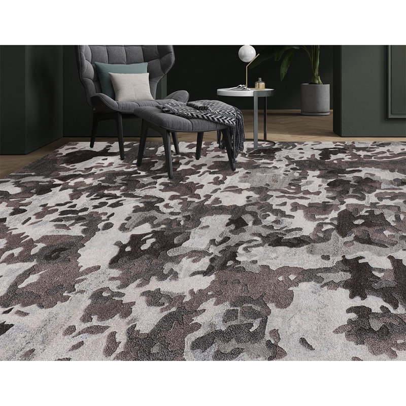 Hand Woven Wool Abstract Area Rug, Rectangle 3'10" x 5'11"