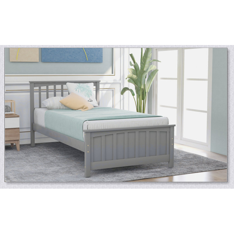 Lit plateforme Wood, Gris