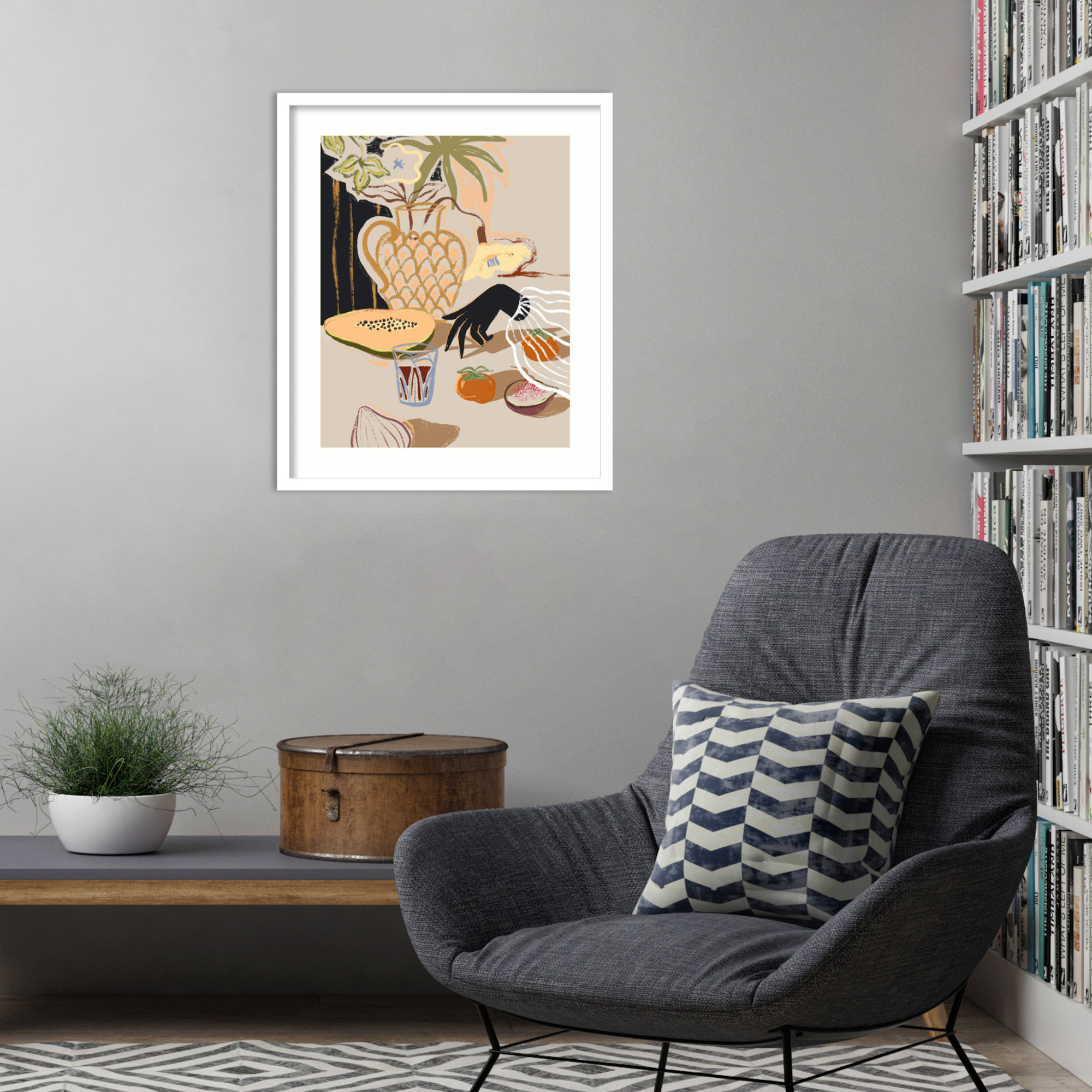 Fruitful Spread by Arty Guava Wood Framed Wall Art Print, White, 25" H x 21" W