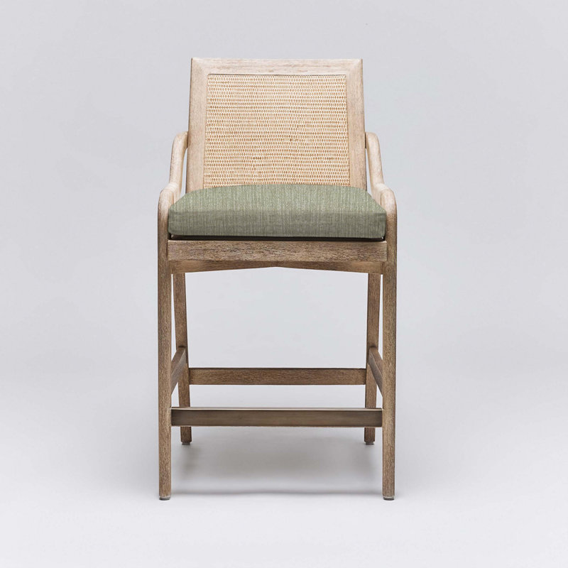 Delray Upholstered Counter Stool, Fern/White Ceruse Frame