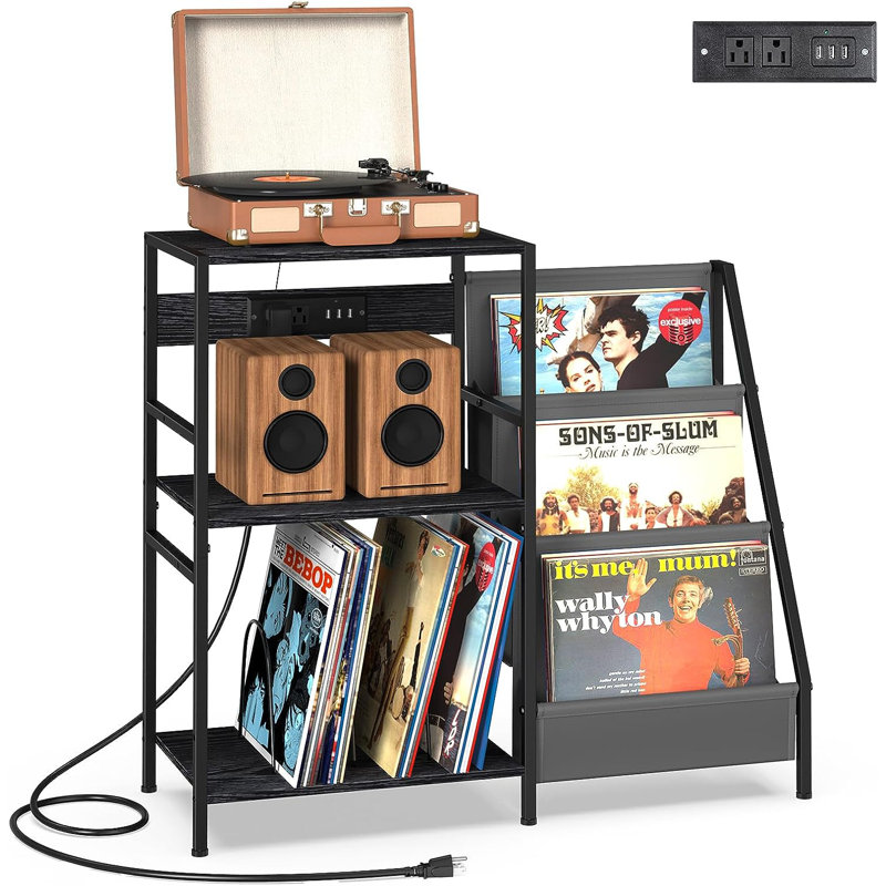 Lequon 29.73'' H Media Shelves, Black