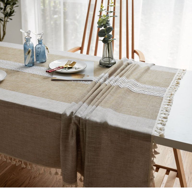 Heracleitus Geometric Tablecloth, 102" x 55", Gray