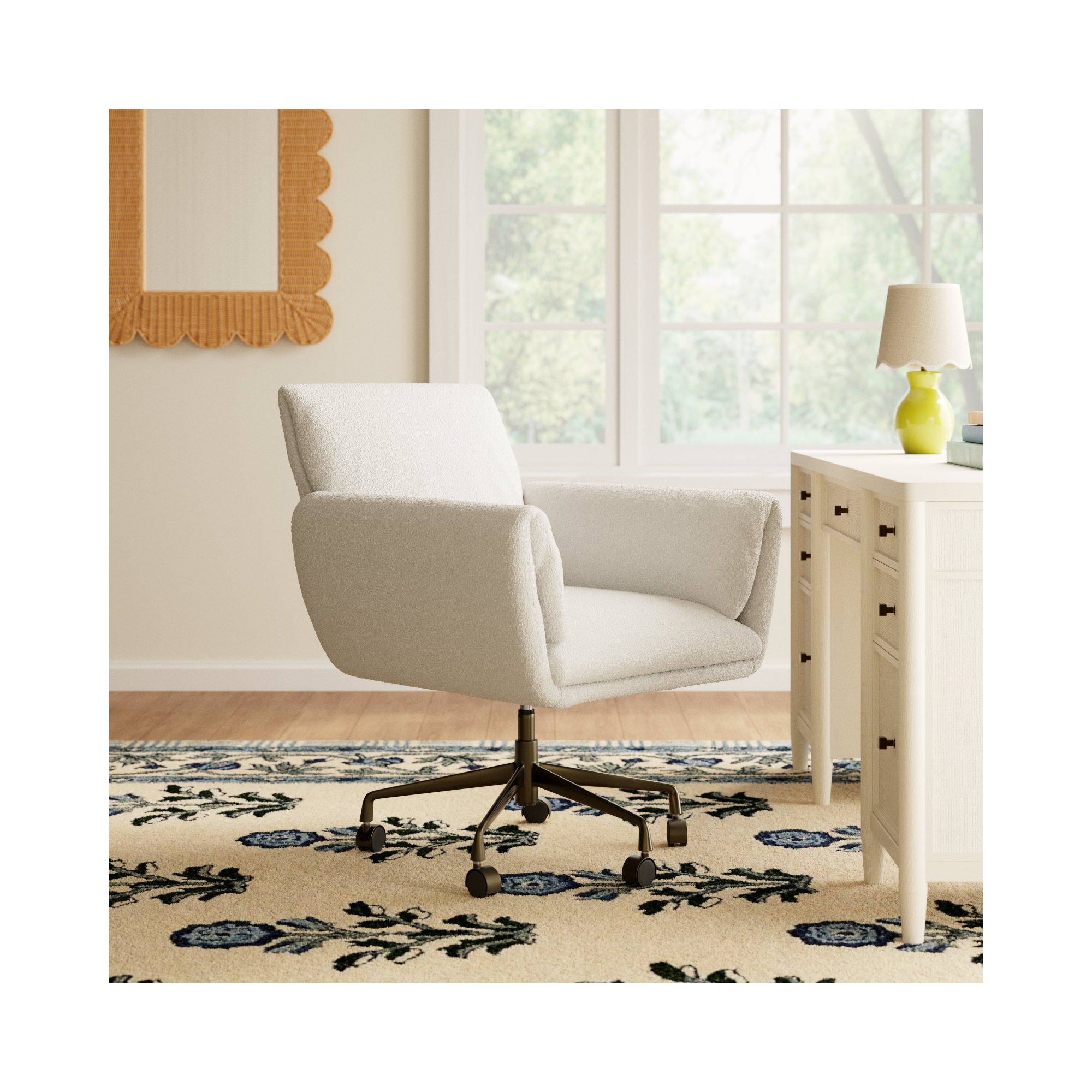 Salerno Desk Chair, White, Polypropylene / Olefin
