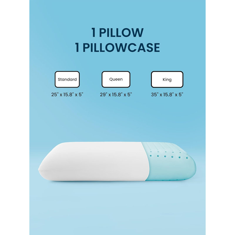 Cooling Memory Foam Pillow with Firm Support(White, King, 1 Pack), King, White, 1