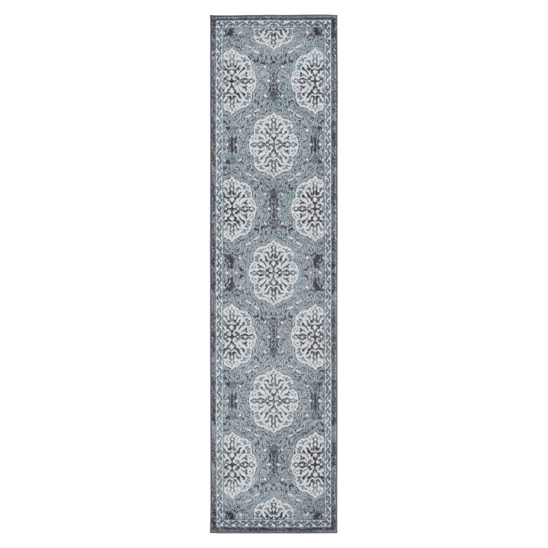 Honig Traditional Medallion Low Pile Performance Area Rug, Rectangle 2'6" x 10'3"