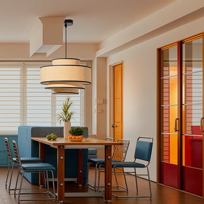 1-Light Minimalist Pendant Lights Fabric Kitchen Island