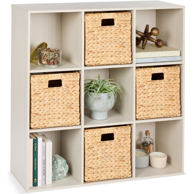  9-Cube Bookshelf, Display Storage Organizer W/ 3 Removable Back Panels - , White, (3 Shelves) 36"H x 11.5"W x 11.5"D