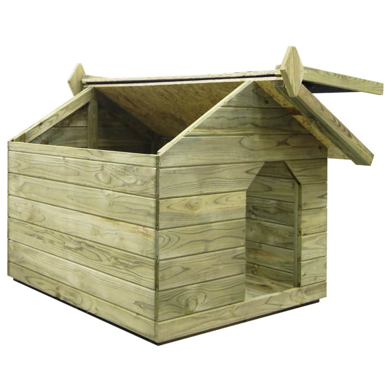 Cale Impregnated Pinewood Portable Dog House, 77 cm H x 85 cm W x 103 cm D