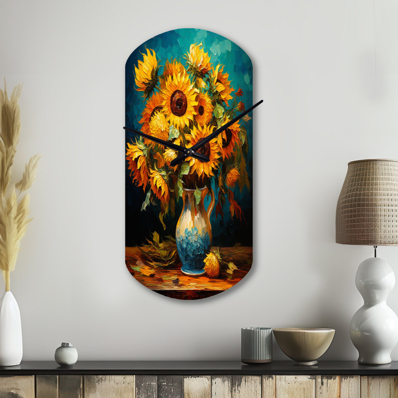 Horloge murale en métal, chef-d'œuvre tournesols de Van Gogh IV - forme irrégulière, Petit
