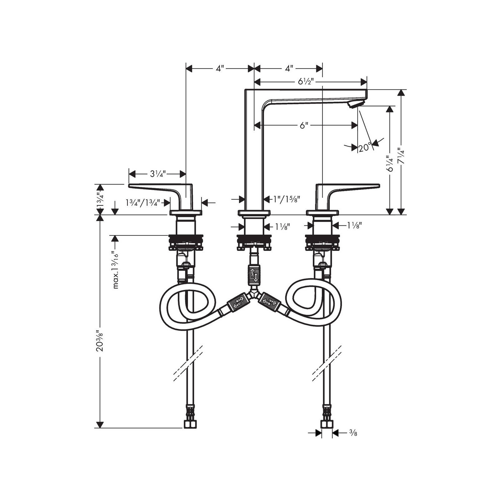 Metropol Low Flow Water Saving Widespread Bathroom Faucet, Brushed Nickel