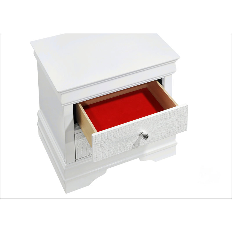 Table de chevet 2 tiroirs de style moderne, White