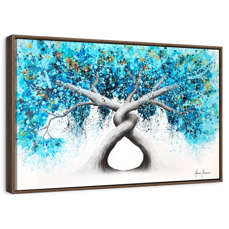Torsion des arbres récifaux, 19 po x 13 po, Cadre flottant en noyer