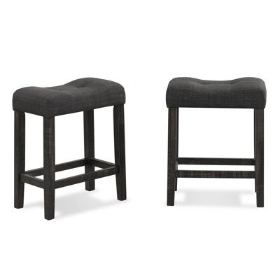 Ensemble de 2 tabourets capitonnés à hauteur de comptoir, gris