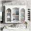 Armoire à pharmacie murale, armoire de salle de bain murale avec 2 portes en verre, armoire de rangement encastrée au-dessus de la toilette avec rangement, blanc