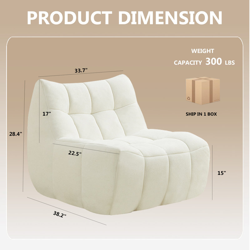 Fauteuil à billes surdimensionné de style moderne 33,7 po, Blanc