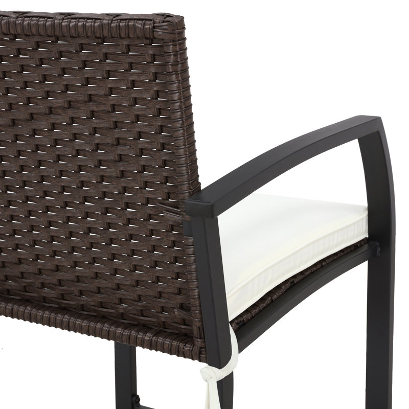 2 - Person Wicker Patio Dining Set with Square Table , Cushions Included