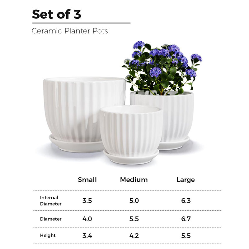 Ensemble de 3 pots à fleurs en céramique