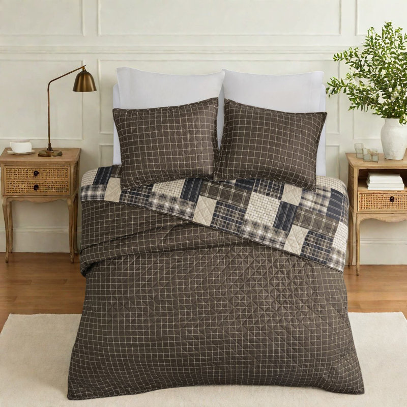 Rustic Reversible Bedding Sets, Microfiber Quilt For Home Decor