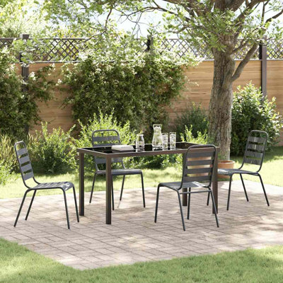  Garden Dining Set Anthracite Powder-Coated Steel Outdoor Furniture
