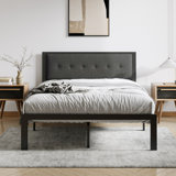 Naiomy Vegan Leather Metal Platform Bed