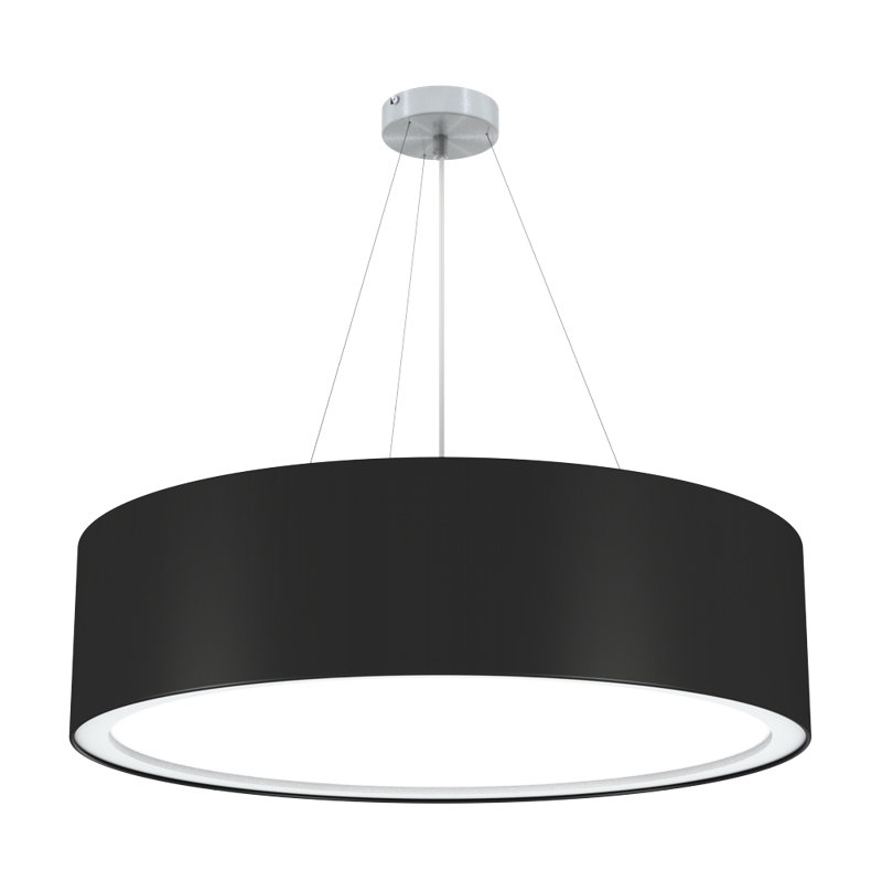 Kenefic 1 - Light LED Drum Pendant, 165cm H x 58cm W x 58cm D, Black
