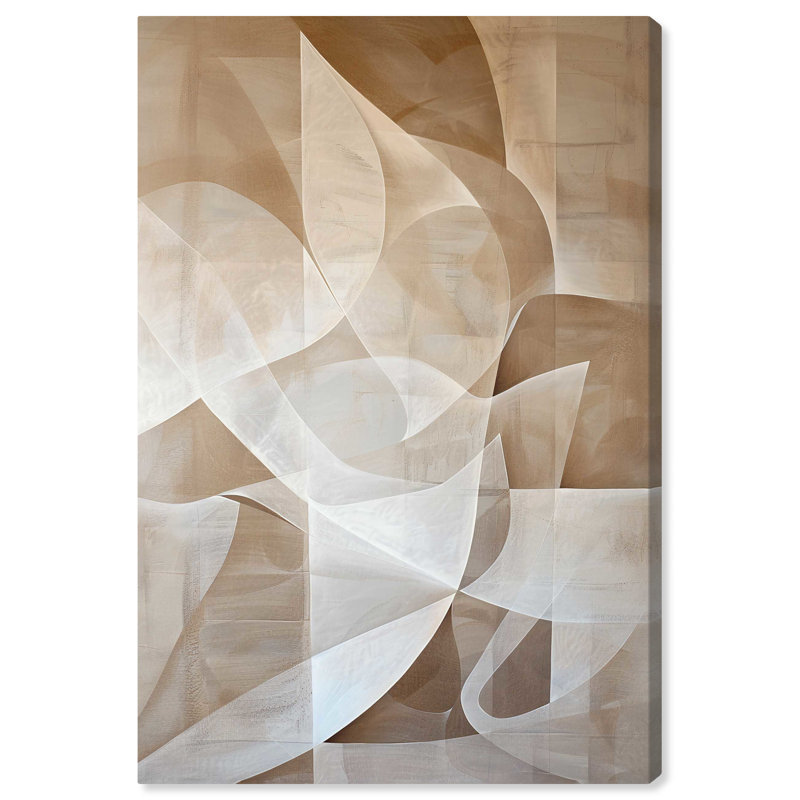 Large Beige and White Abstract Canvas Wall Art